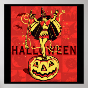 Halloween Hexenmädchen (vintage) Poster