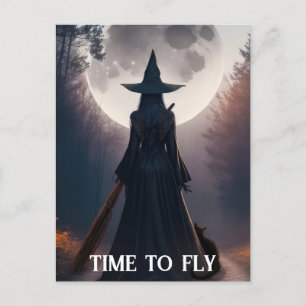 Halloween Hexenmond Black Cat Whimsigoth Custom Postkarte