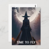 Halloween Hexenmond Black Cat Whimsigoth Custom Postkarte (Vorne/Hinten)