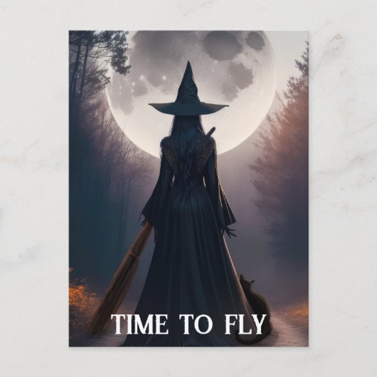 Halloween Hexenmond Black Cat Whimsigoth Custom Postkarte (Vorderseite)