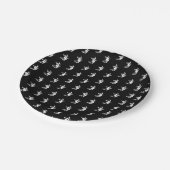 Halloween-Hexenmuster, schwarz-weiß Pappteller (Schrägansicht)