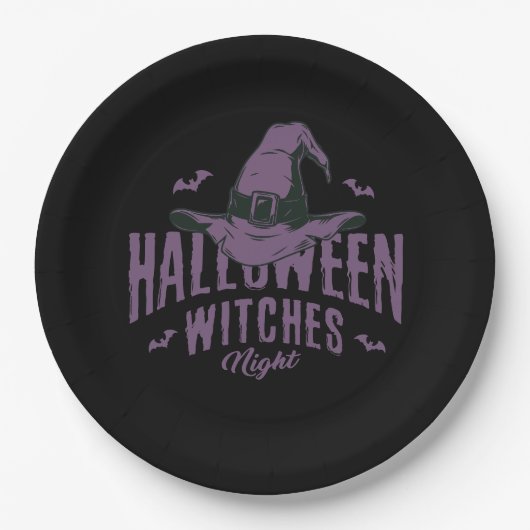 Halloween "Hexennacht" Papierplatte Pappteller (Vorderseite)