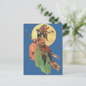 Halloween Hexenpass durch das Mondlicht Postkarte (Stehend Vorderseite)