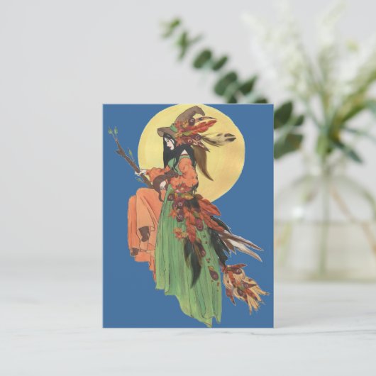 Halloween Hexenpass durch das Mondlicht Postkarte (Stehend Vorderseite)