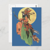 Halloween Hexenpass durch das Mondlicht Postkarte (Vorne/Hinten)