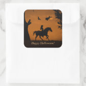 Halloween Hexenpferd und Rider Niedlich Spooky Quadratischer Aufkleber (Tasche)