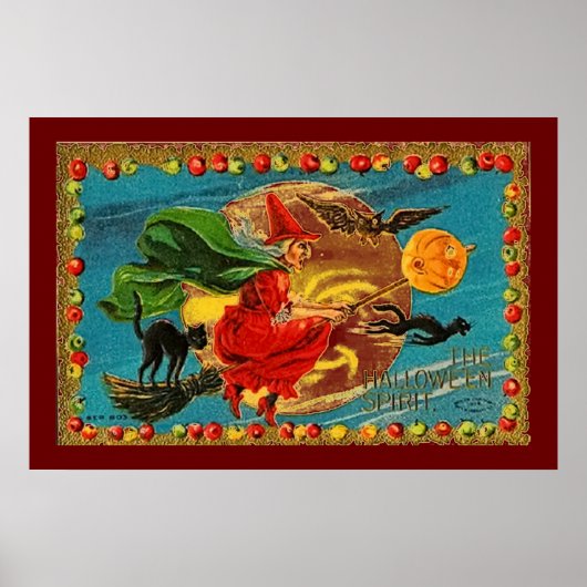 Halloween-Hexenposter in Rot Poster (Vorne)