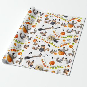 Halloween Hexenquirrelle Wrapping Paper Geschenkpapier