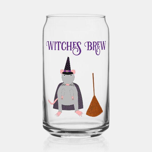 =Halloween Hexenrat und Broom Custom Dosenglas (Vorderseite)