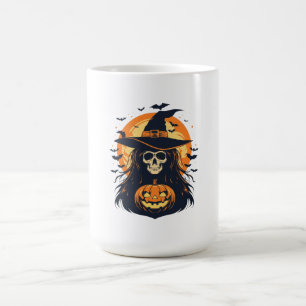 Halloween-Hexenschädel mit Jack O Lantern-Kürbis  Kaffeetasse