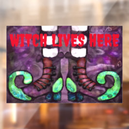 Halloween Hexenstiefel Whimsical Lila Green Fensteraufkleber