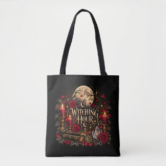 Halloween Hexenstunde Gothic Mond Rosen Gruselig Tasche