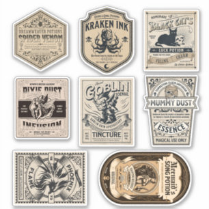 Halloween Hexentränke Zauberkunst Apotheker Aufkleber