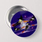 Halloween-Hexenverkehr Button (Vorne & Hinten)