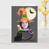 Halloween-Hexenvorlage Karte (Gelbe Blume)