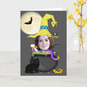 Halloween-Hexenvorlage Karte (Gelbe Blume)