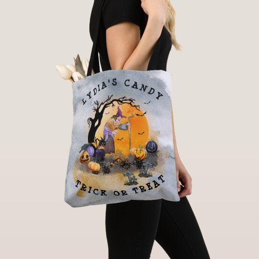 Halloween Hexenwald-Szene-Trick oder Treat Tasche (Von Nahem)