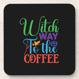 Halloween Hexenweg zum Kaffee Getränkeuntersetzer
