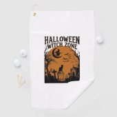 Halloween Hexenzone Schwarze Katze Friedhof Fleder Golfhandtuch (Insitu)