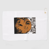 Halloween Hexenzone Schwarze Katze Friedhof Fleder Golfhandtuch (Horizontal)