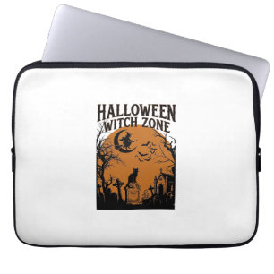 Halloween Hexenzone Schwarze Katze Friedhof Fleder Laptopschutzhülle