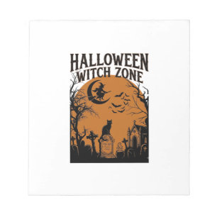 Halloween Hexenzone Schwarze Katze Friedhof Fleder Notizblock