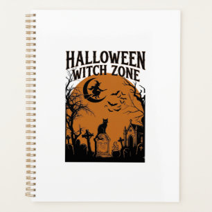 Halloween Hexenzone Schwarze Katze Friedhof Fleder Planer