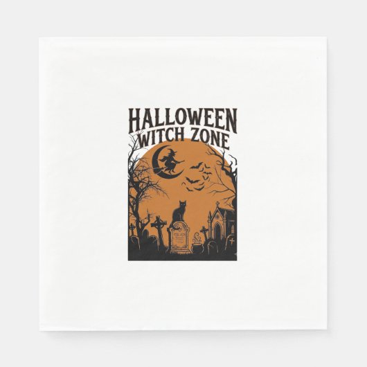 Halloween Hexenzone Schwarze Katze Friedhof Fleder Serviette (Vorderseite)