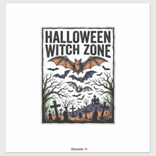 Halloween-Hexenzone Vintage-Friedhofs-Fledermaus-D Aufkleber
