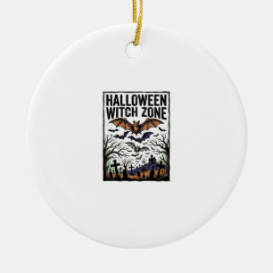 Halloween-Hexenzone Vintage-Friedhofs-Fledermaus-D Keramik Ornament