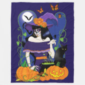 Halloween Hexenzuckerskull Fleecedecke (Vorderseite)