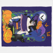 Halloween Hexenzuckerskull Fleecedecke (Vorderseite (Horizontal))