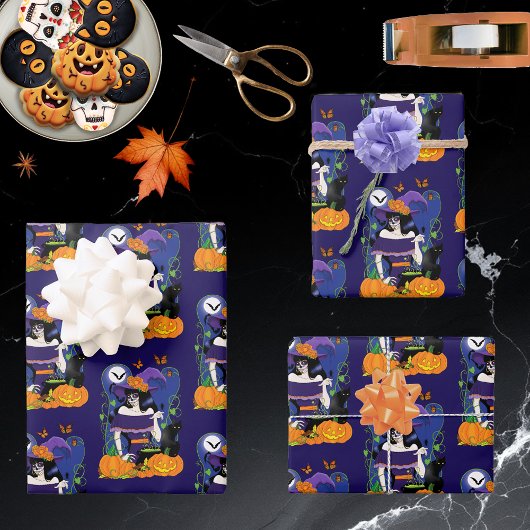 Halloween Hexenzuckerskull Geschenkpapier Set