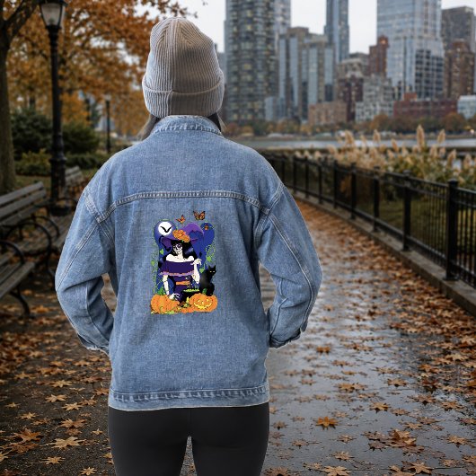 Halloween Hexenzuckerskull Jeansjacke