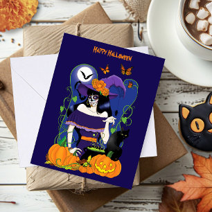 Halloween Hexenzuckerskull Karte