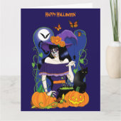 Halloween Hexenzuckerskull Karte (Vorderseite)