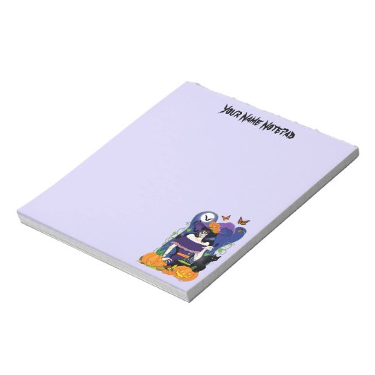 Halloween Hexenzuckerskull Notizblock (Rotiert)