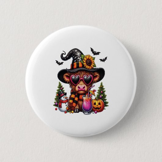 Halloween Highland Cow 2 Button (Vorderseite)