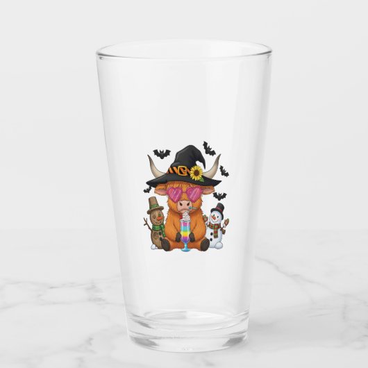 Halloween Highland Cow (2) Glas (Vorderseite)