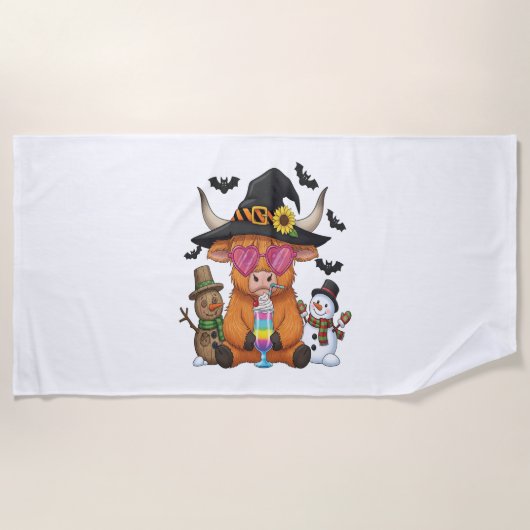 Halloween Highland Cow (2) Strandtuch (Vorderseite)