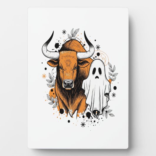 Halloween Highland Cow Cute Fall Fotoplatte (Vorderseite)