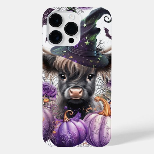 Halloween Highland Cow Hexenkürbis Lila Pumpkins iPhone Hülle (Rückseite)