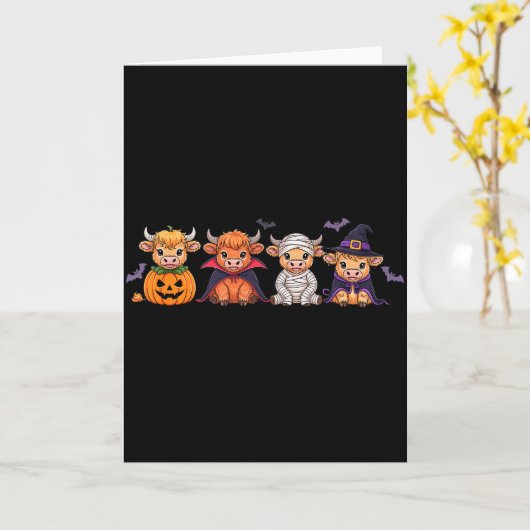 Halloween Highland Cow Karte (Gelbe Blume)