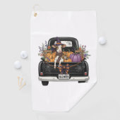 Halloween Highland Cow mit Truck Golfhandtuch (Insitu)