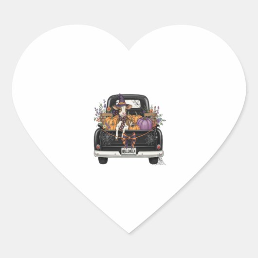 Halloween Highland Cow mit Truck Herz-Aufkleber (Vorderseite)