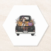 Halloween Highland Cow mit Truck Untersetzer (Vorderseite)