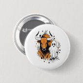 Halloween Highland Cow Niedlich Fall Button (Vorne & Hinten)