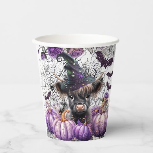 Halloween Highland Cow Paper Cups Pappbecher (Vorderseite)
