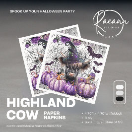 Halloween Highland Cow Paper Napkins Serviette