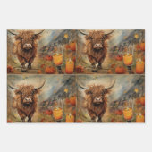 Halloween Highland Cow Portrait Ephemera Geschenkpapier Set (Vorderseite)